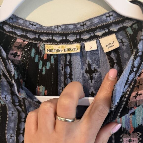 Anthropologie Holding Horses Boho Prairie Moon Mixed Media Tunic Dress S 1849 - Picture 8 of 13